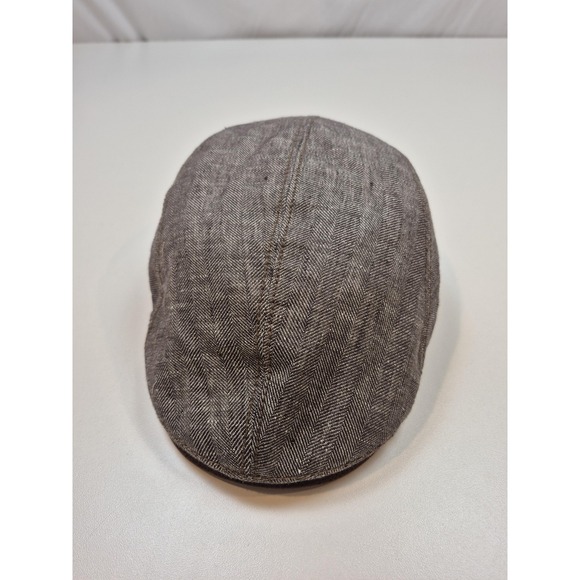 Göttmann Hat Flat Cap Fitted Mens S Gray Herringbone Linen Cotton Lined Newsboy